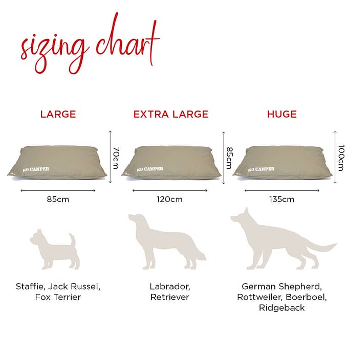 Wagworld pet beds canvas futon sizing chart