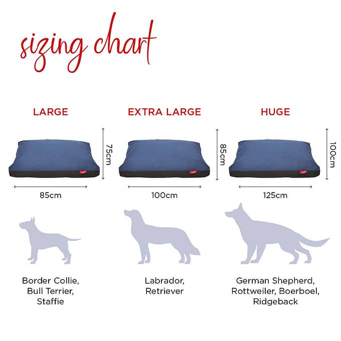 Wagworld pet beds canvas futon sizing chart